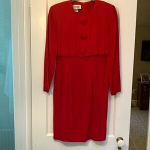 Vintage Lois Snyder DANI MAX red “Mrs Maisel” type dress! Large fabric buttons.